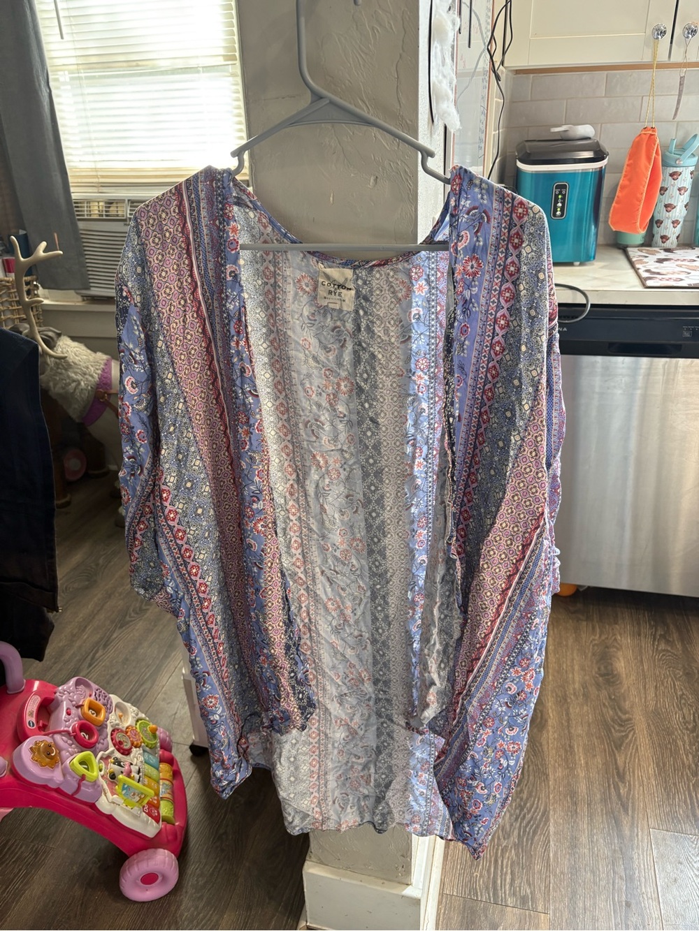 Cotton & Rye Light Blue Floral Shawl